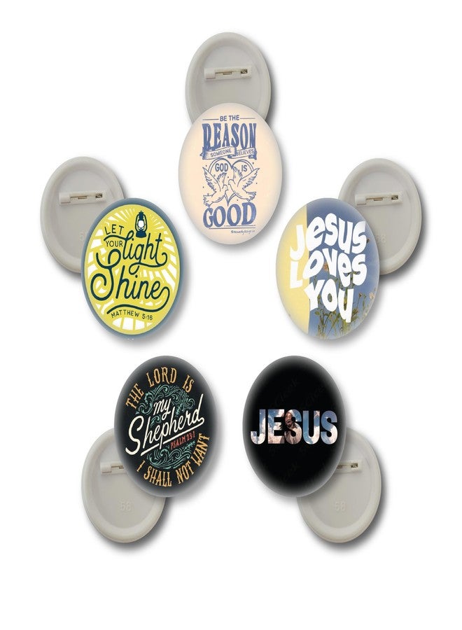 D2C 58 mm Christian Faith Button Badges Pack - Gloss Finish Inspirational Bible Verse Pin-Back Badges for Bags, Jackets (415) - Image 1